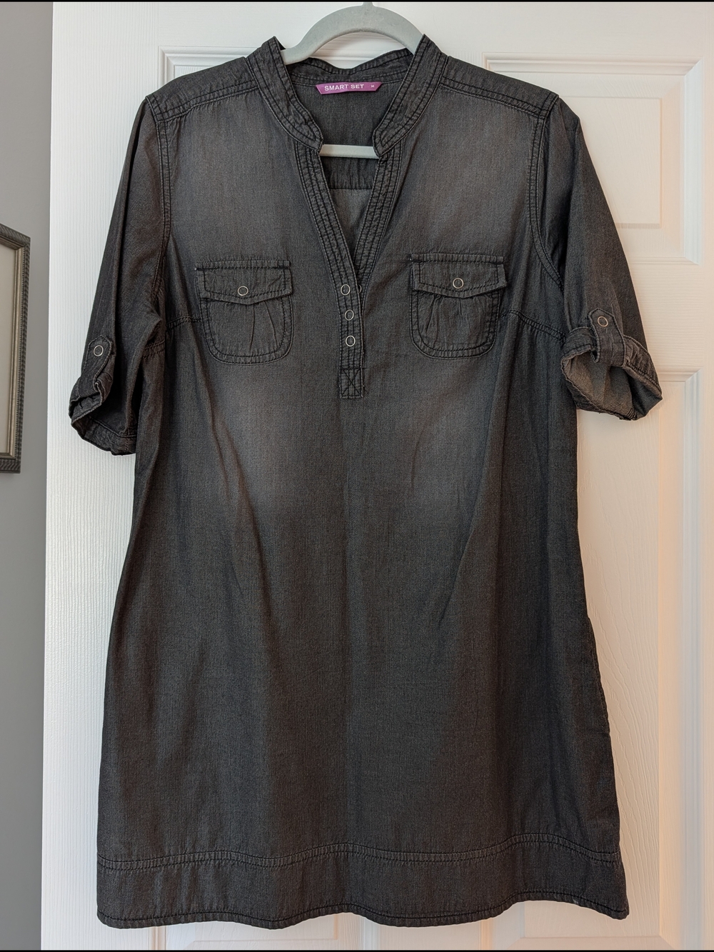 LAST DAY MONDAY ! - Smart Set Charcoal Denim Mini Dress With Pockets